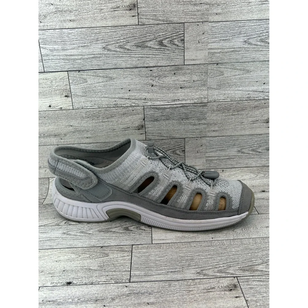 Orthofeet Women's Gray Mesh Comfort‎ Adjustable Strap Slingback Sandal 9.5